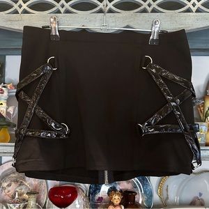 Dollskill Widow dark healing black PVC pentagram goth emo punk zip up mini skirt